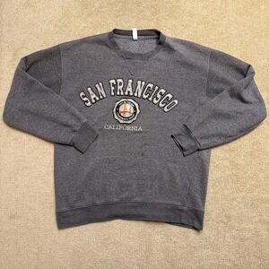 Vtg Style San Francisco Sweater Embroidered Gray Patch Size L